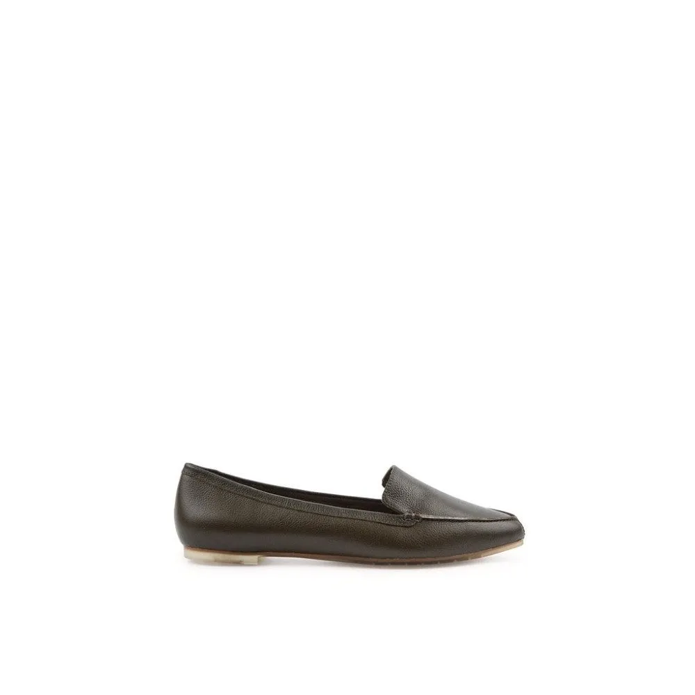 Audra Olive Me Too Leather Loafer Flats