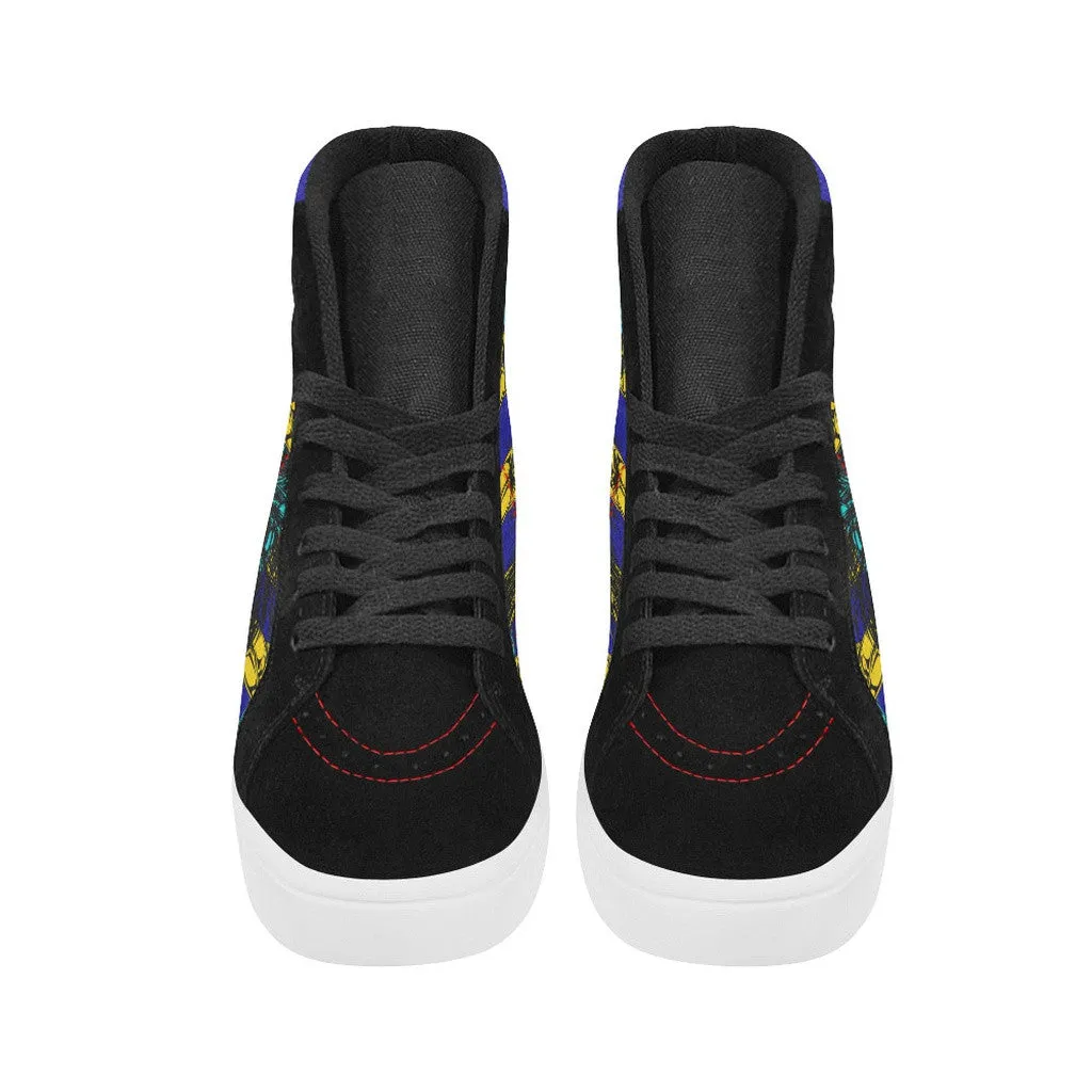 Blue Chain Lion Black Skate High Tops