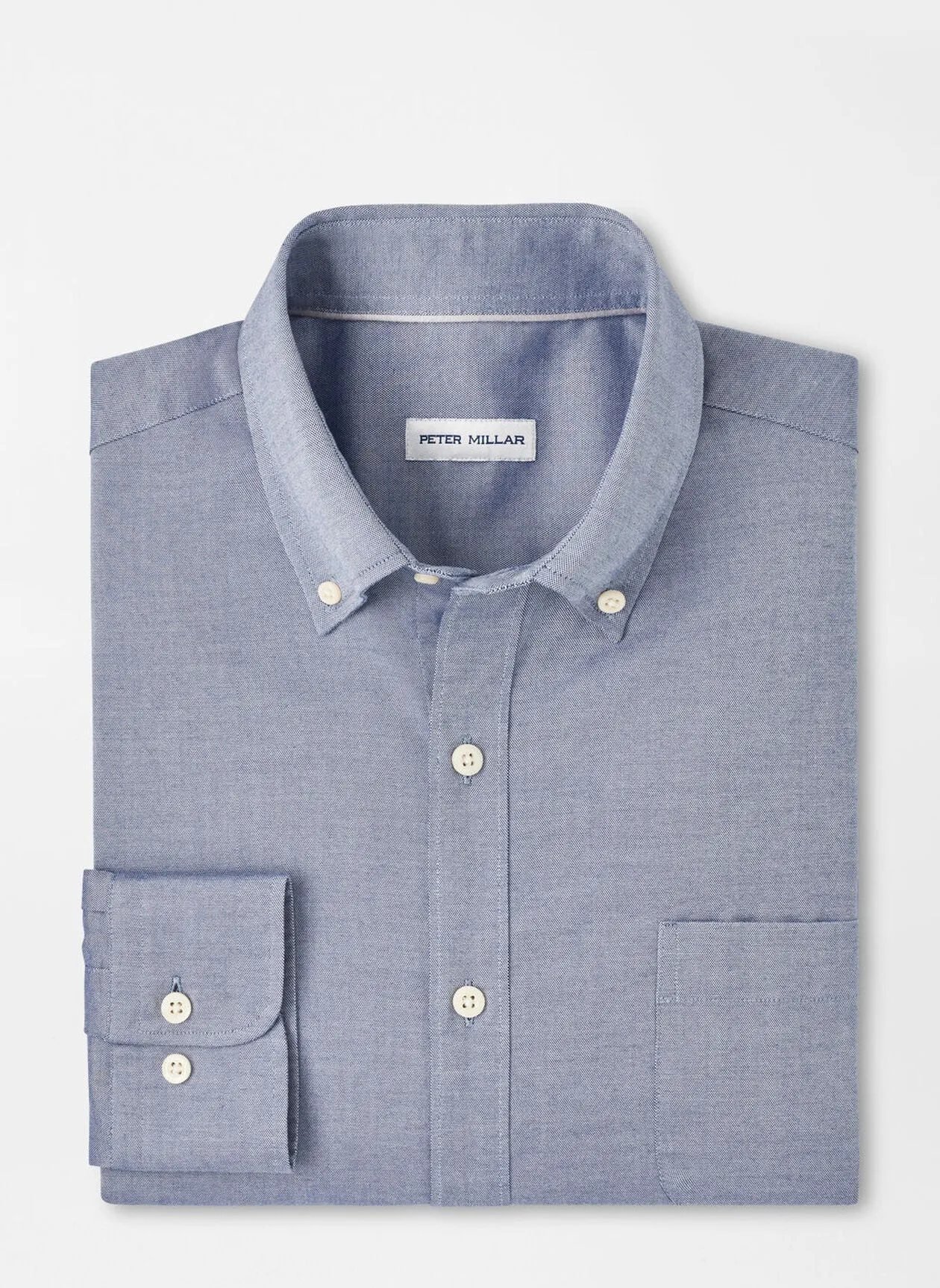 Campbell Perfect Pinpoint Cotton-Stretch Sport Shirt by Peter Millar - Cottage Blue