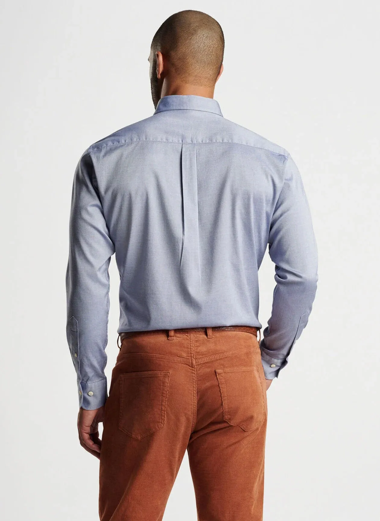 Campbell Perfect Pinpoint Cotton-Stretch Sport Shirt by Peter Millar - Cottage Blue
