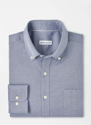 Campbell Perfect Pinpoint Cotton-Stretch Sport Shirt by Peter Millar - Cottage Blue