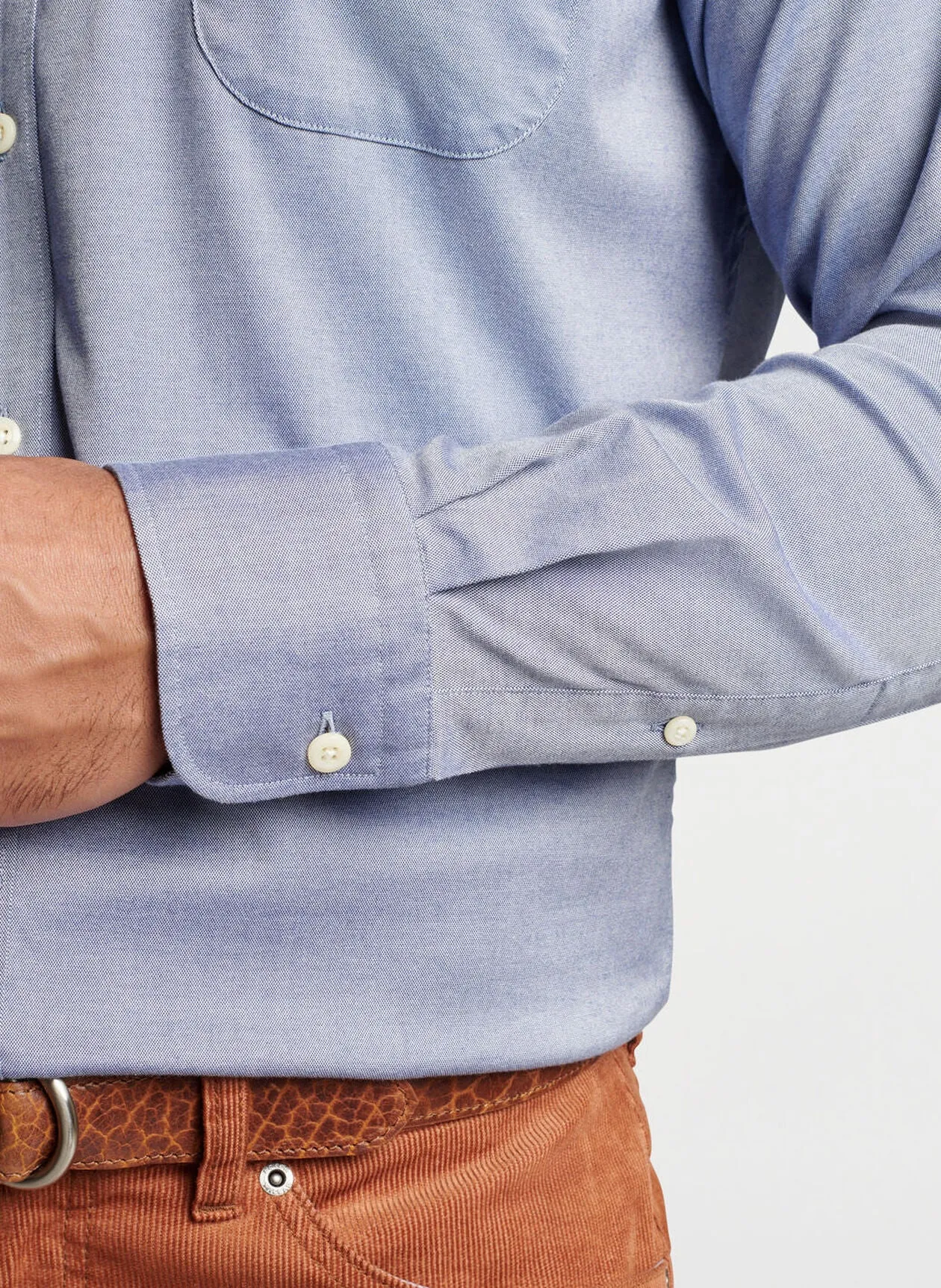 Campbell Perfect Pinpoint Cotton-Stretch Sport Shirt by Peter Millar - Cottage Blue