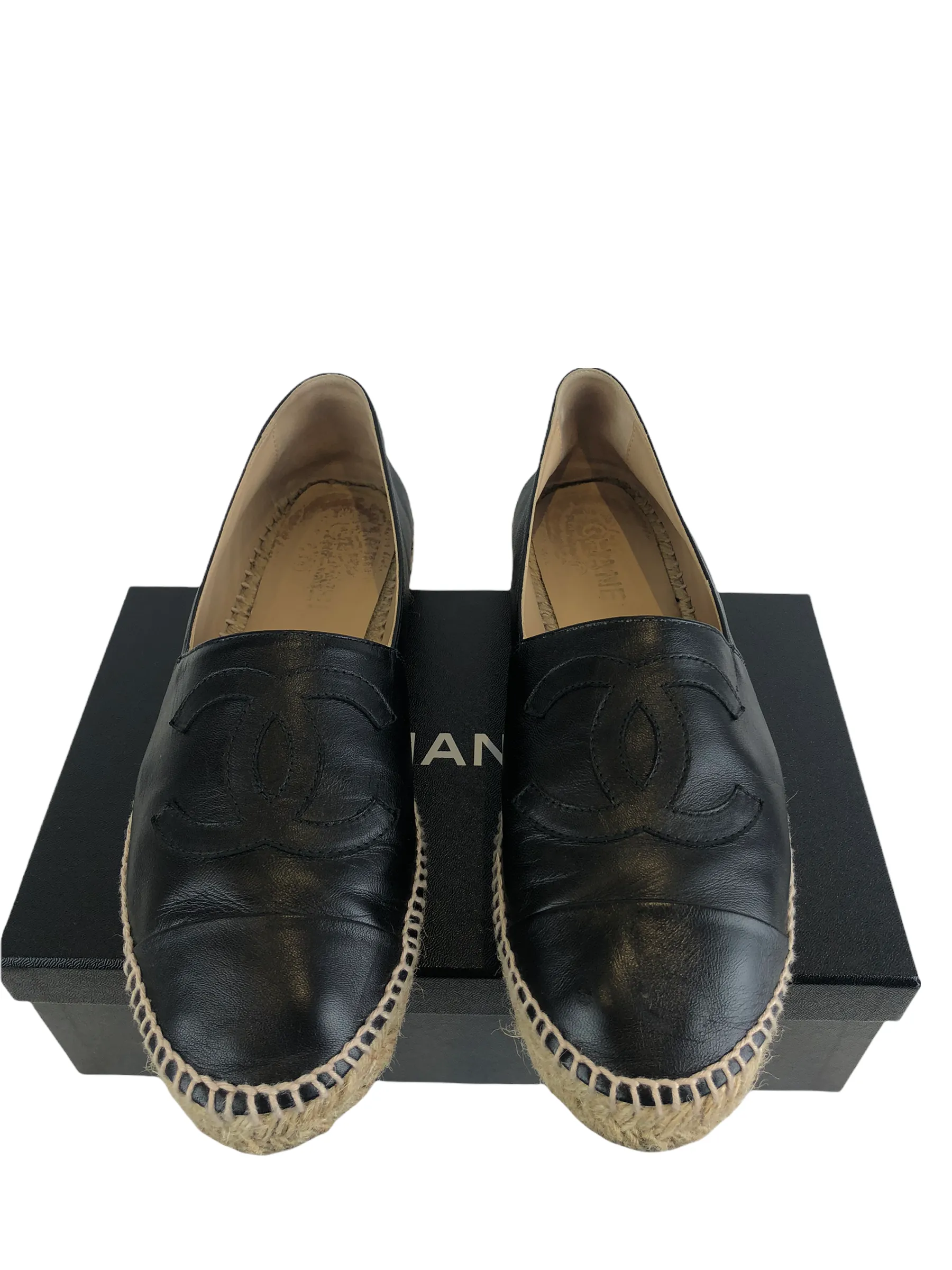 Chanel Black ‘CC’ Lamb Skin Espadrilles - UK 7