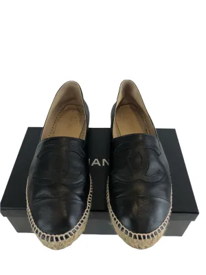 Chanel Black ‘CC’ Lamb Skin Espadrilles - UK 7