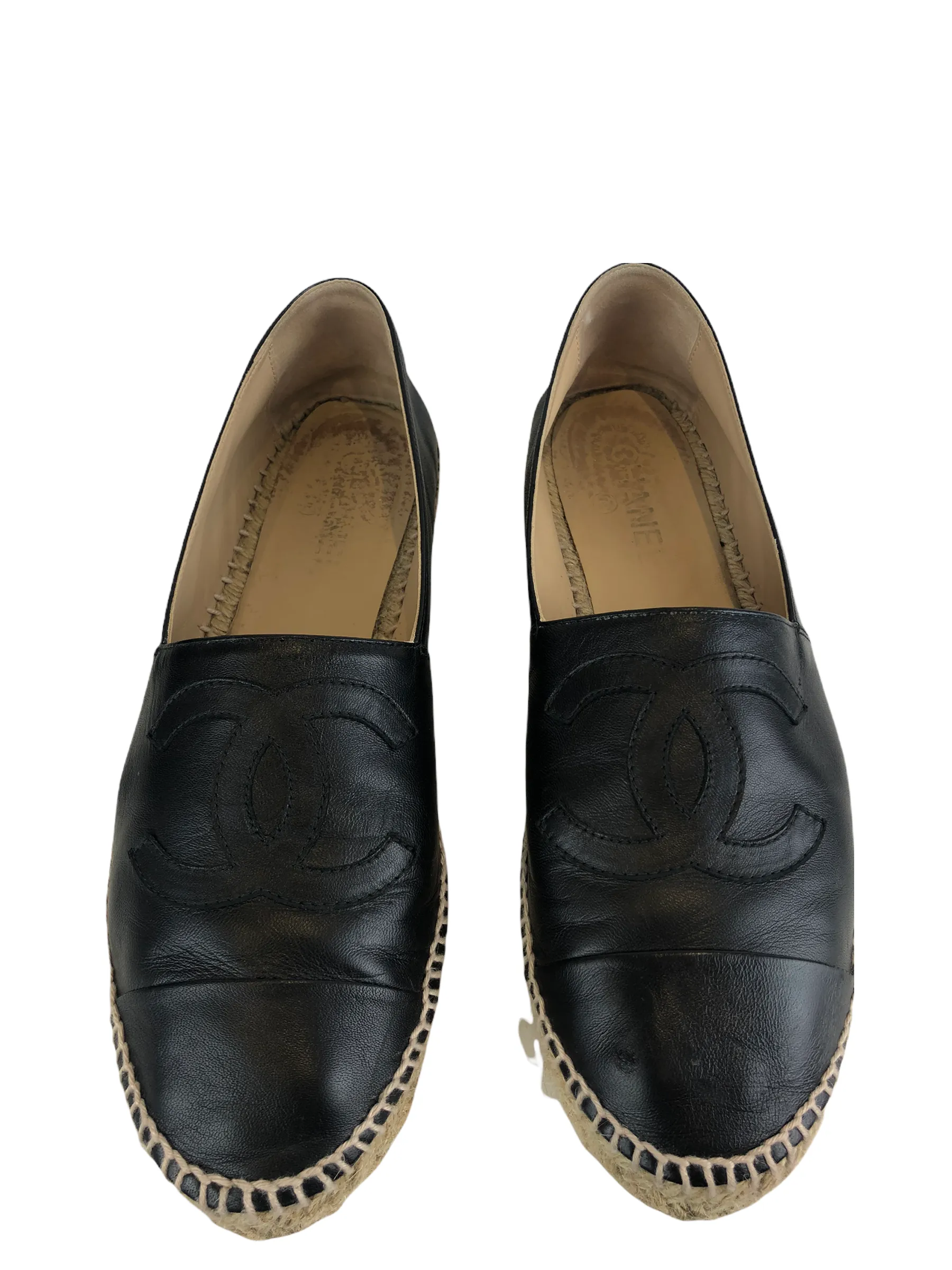 Chanel Black ‘CC’ Lamb Skin Espadrilles - UK 7
