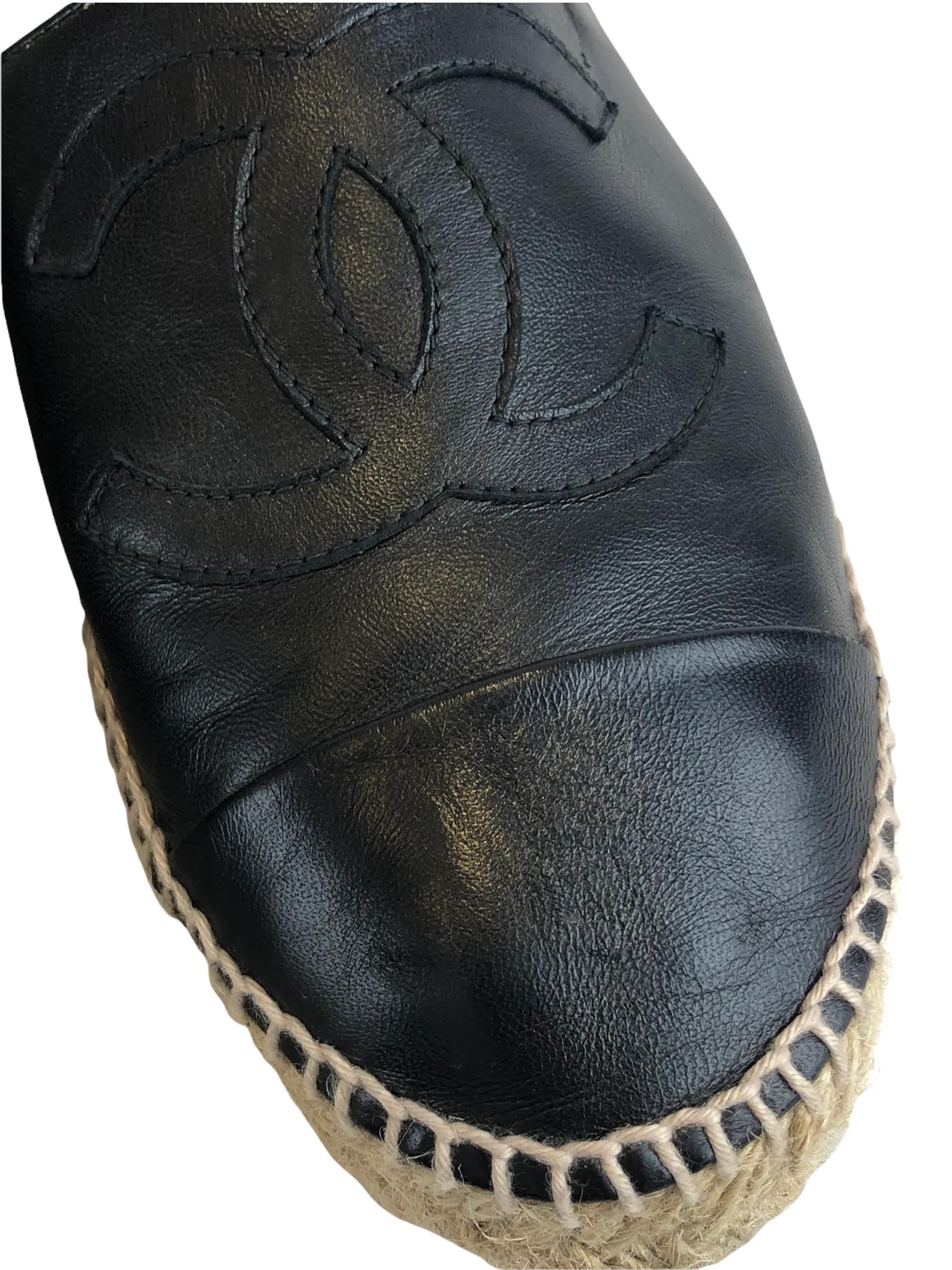 Chanel Black ‘CC’ Lamb Skin Espadrilles - UK 7