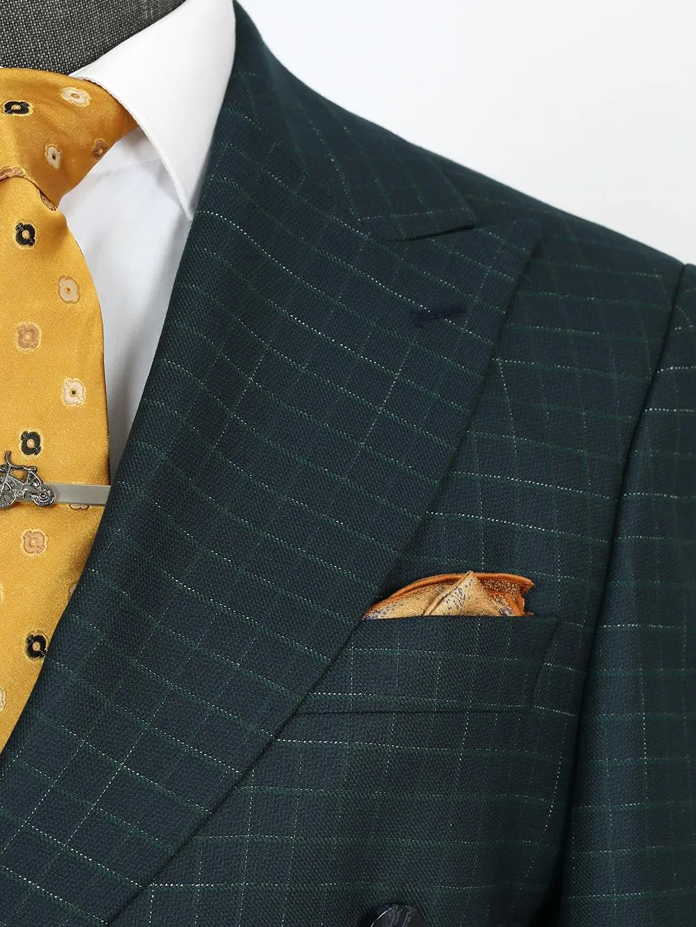 Double Breasted Stripe Green Custom Bespoke Men Suit Tailored