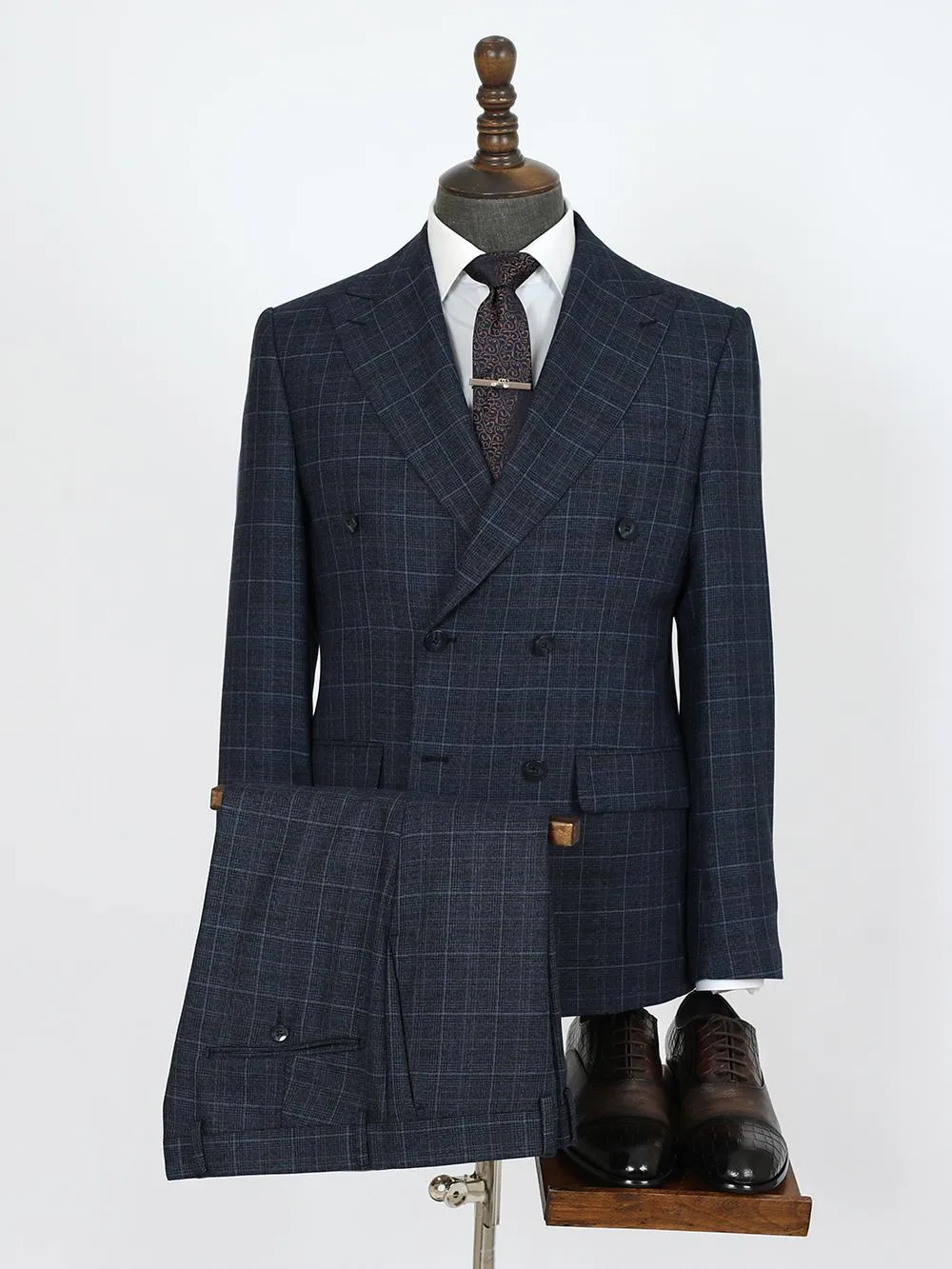 Double Breasted Stripe Green Custom Bespoke Men Suit Tailored