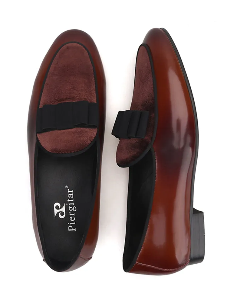 European and American style bow-shaped moccasin shoes, hand-polished leather men's slip-on loafers, suitable for wedding parties
