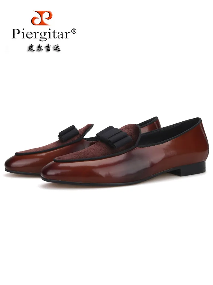 European and American style bow-shaped moccasin shoes, hand-polished leather men's slip-on loafers, suitable for wedding parties