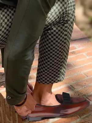 European and American style bow-shaped moccasin shoes, hand-polished leather men's slip-on loafers, suitable for wedding parties
