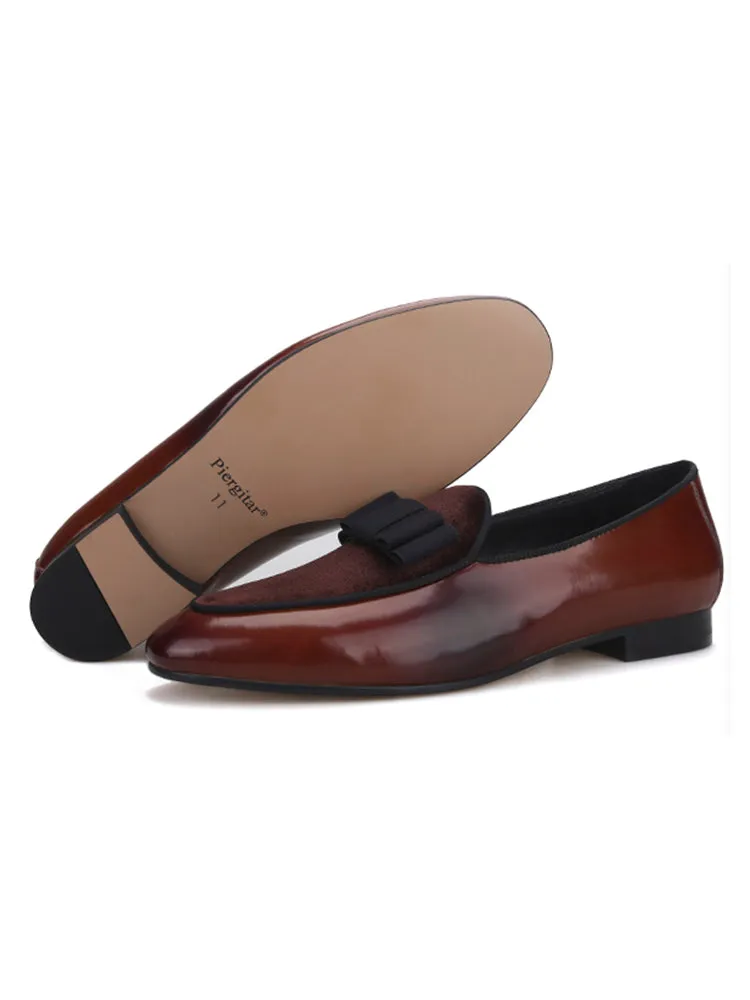 European and American style bow-shaped moccasin shoes, hand-polished leather men's slip-on loafers, suitable for wedding parties