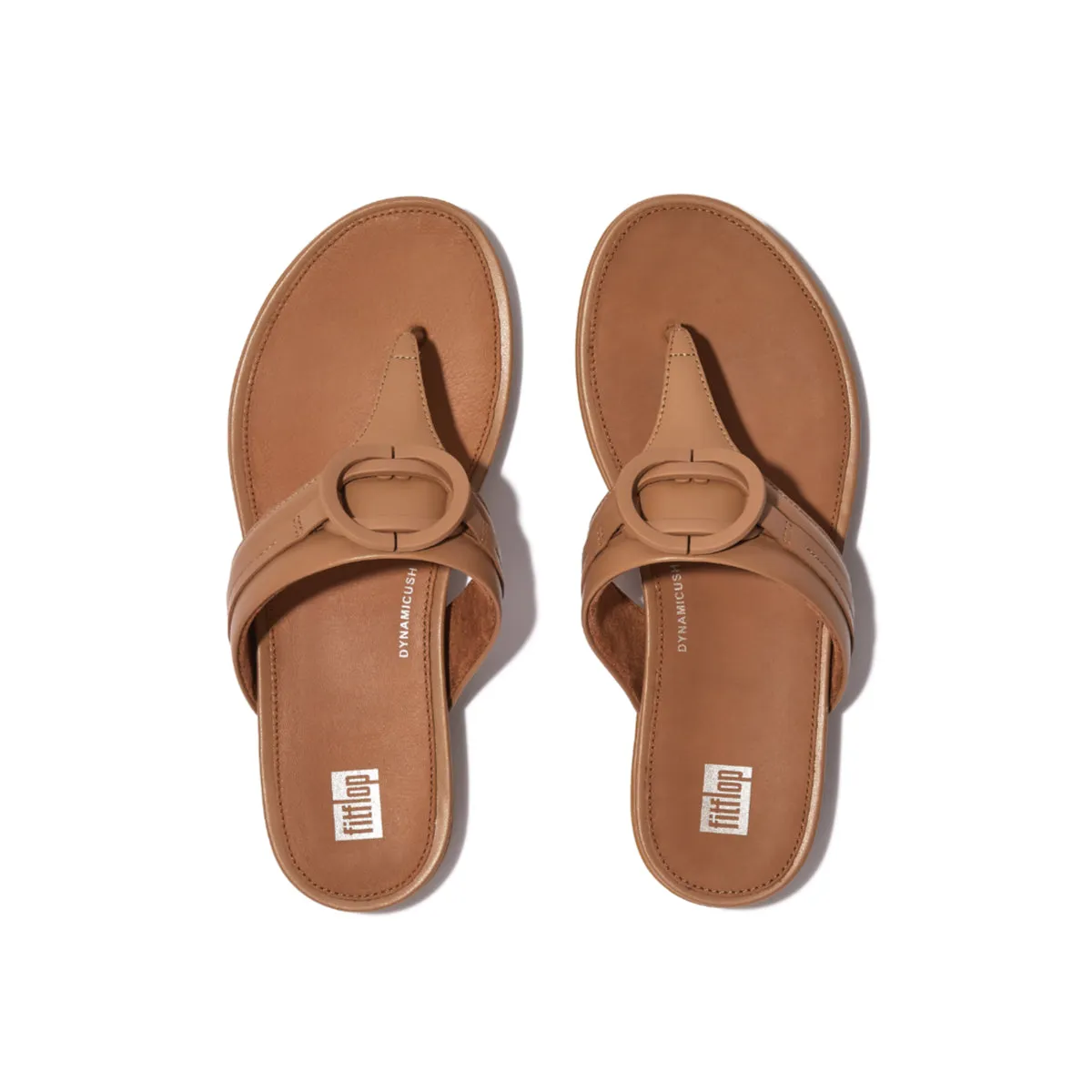 GRACIE Rubber-Circlet Leather Toe-Post Sandals