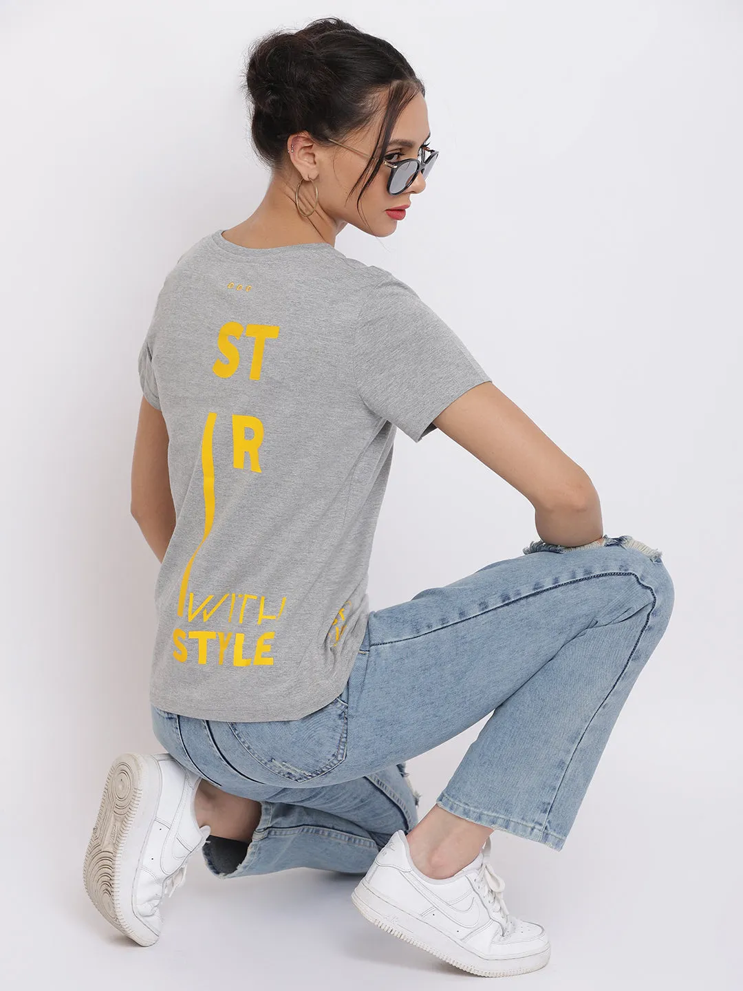 Grey Back Printed T-shirt
