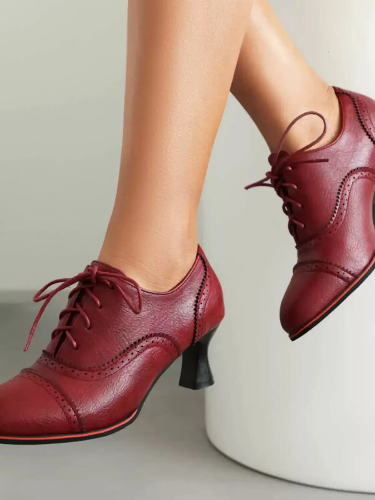 Handmade Vintage-Inspired Lace-Up Heeled Oxfords - Regency Style Shoes