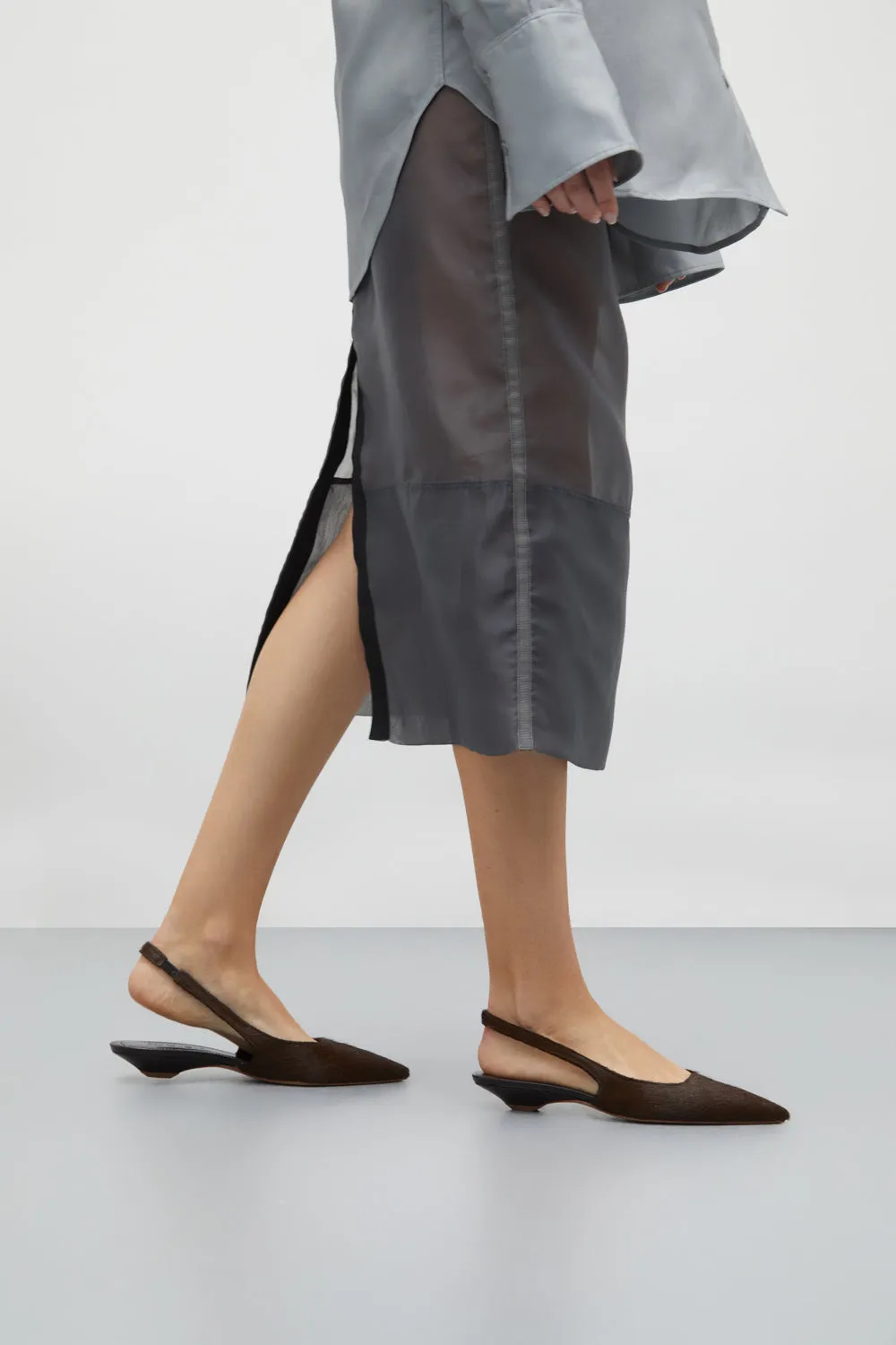 Harper Slingback Flats in Chocolate Calf Hair