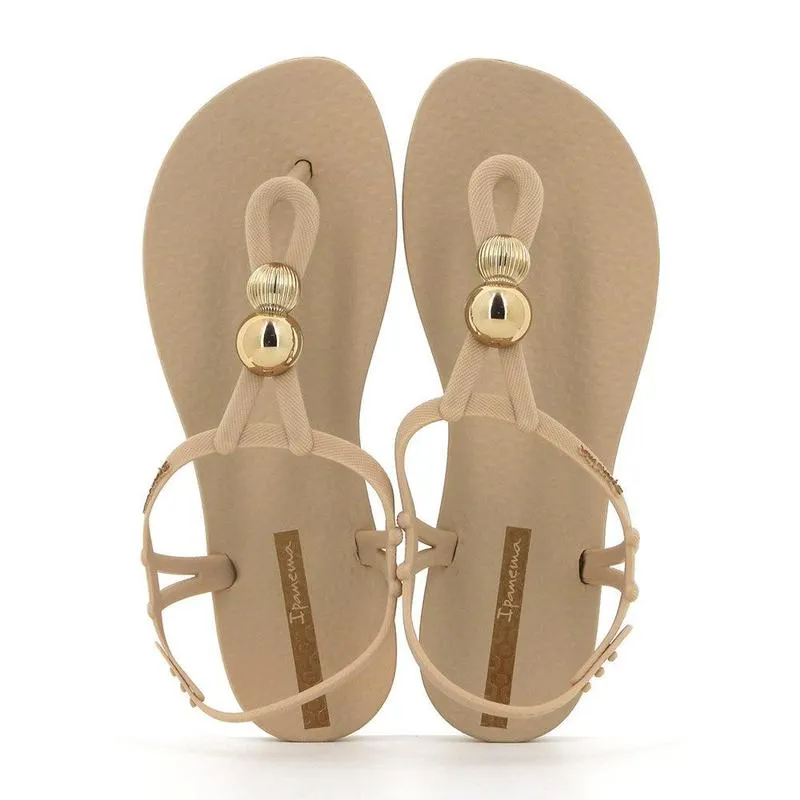 Ipanema Slingback Sandal With Trim  - Beige/Silver