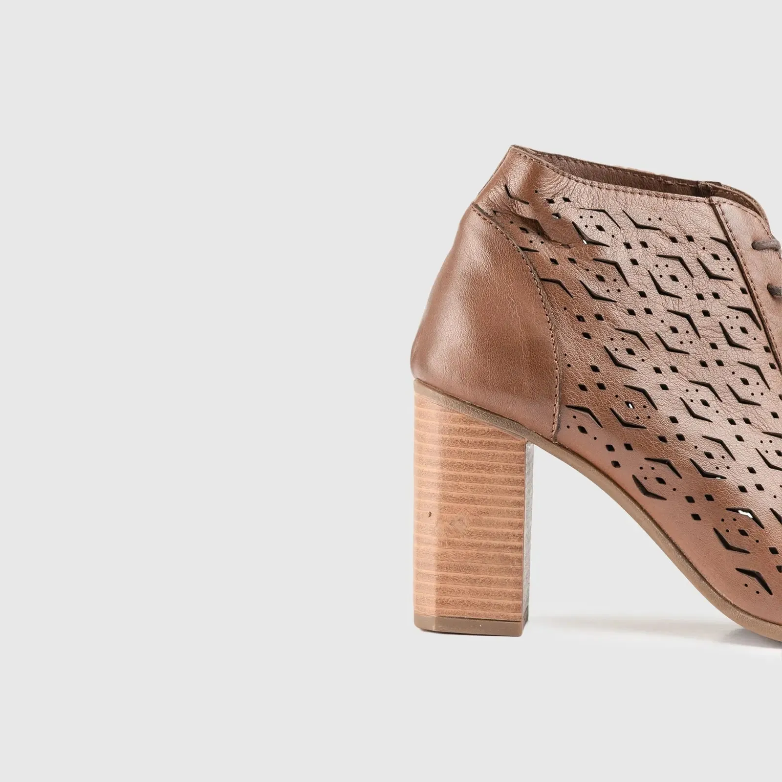 Leather Comfort High Heel Sandal Brown 8336