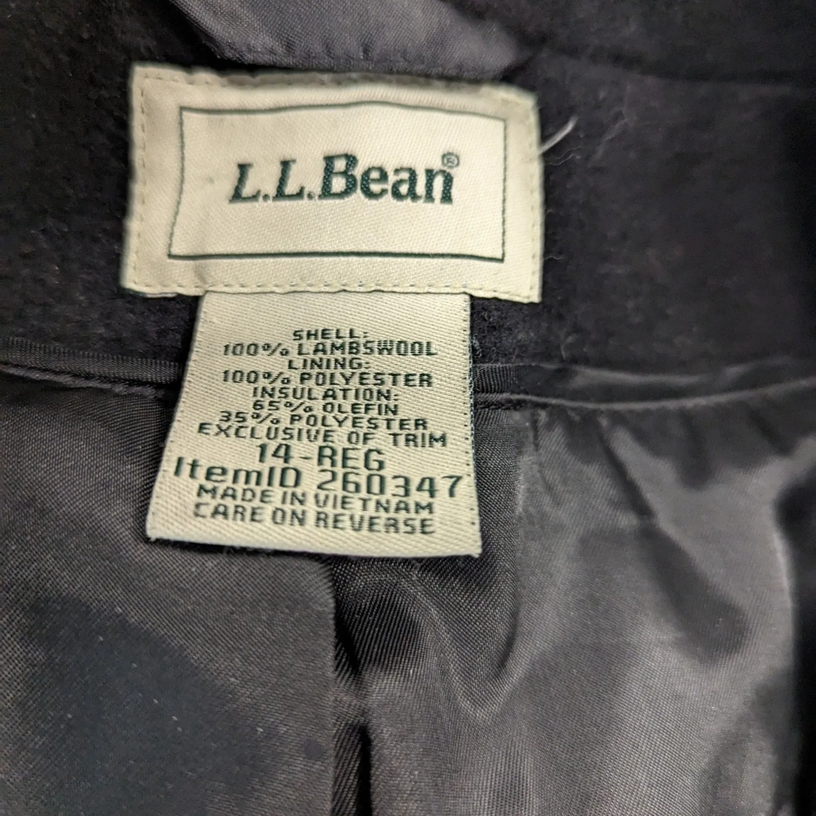 L.L. Bean Women's Classic Lambswool Polo Coat 14R