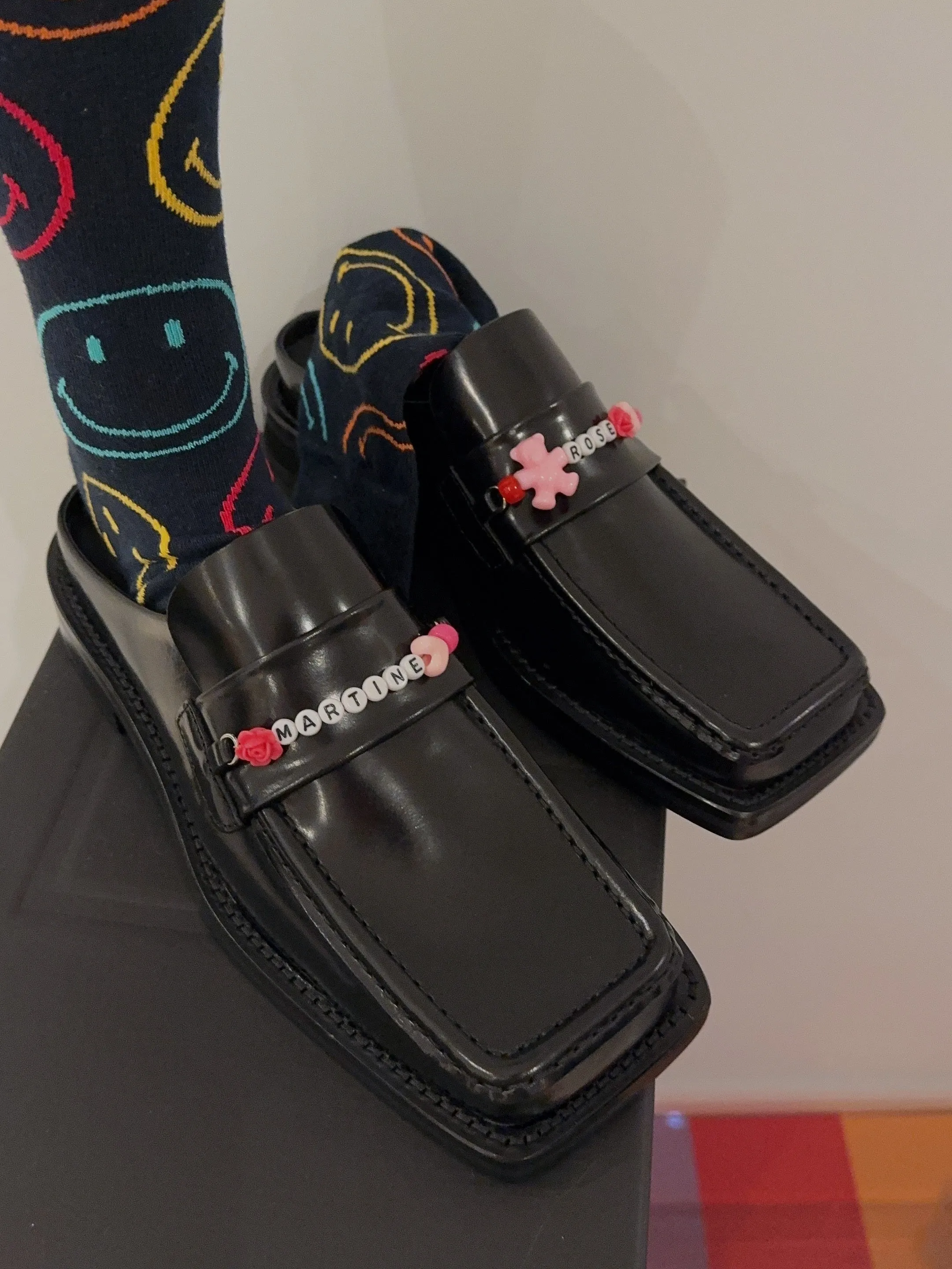 MARTINE ROSE BEADED SQUARE TOE MULE