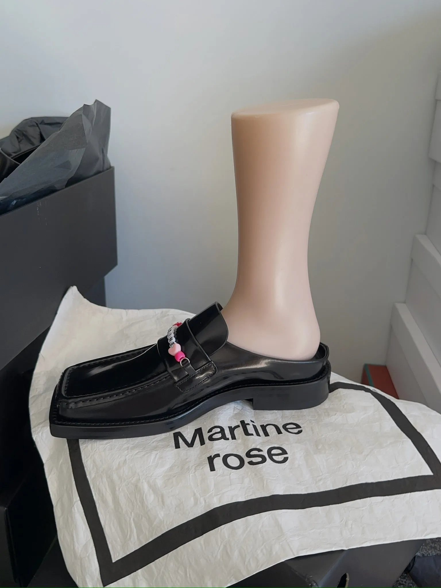 MARTINE ROSE BEADED SQUARE TOE MULE
