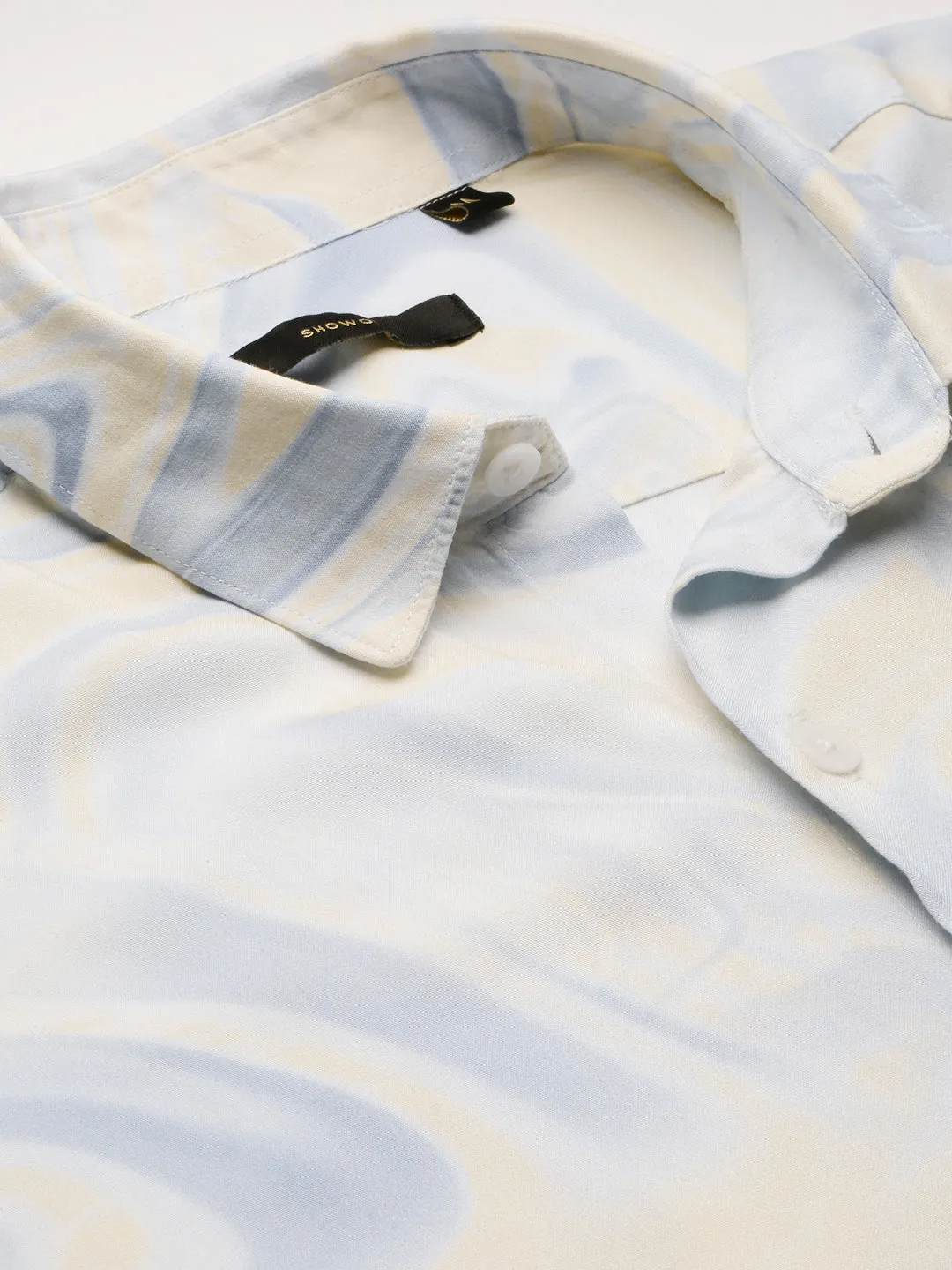Men Cream Standard Printed Cotton Slim Fit Casual Shirt