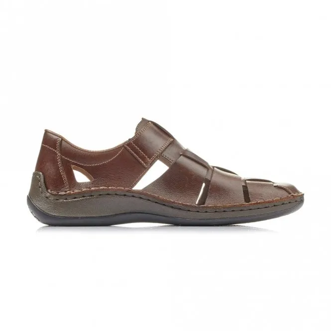 Rieker Mens Brown Leather Fishermans Sandal