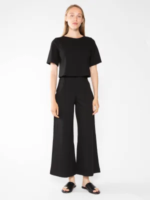 Ripley Rader Black Ponte Knit Wide Leg Pant: Cropped