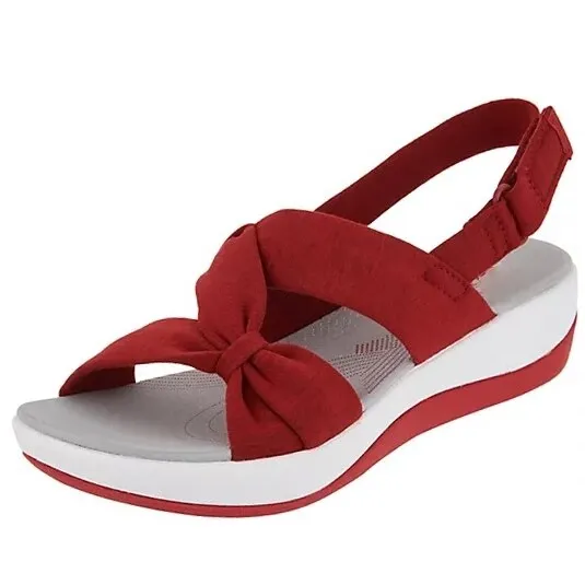 Solid Color Bow Retro Ladies Sandalias