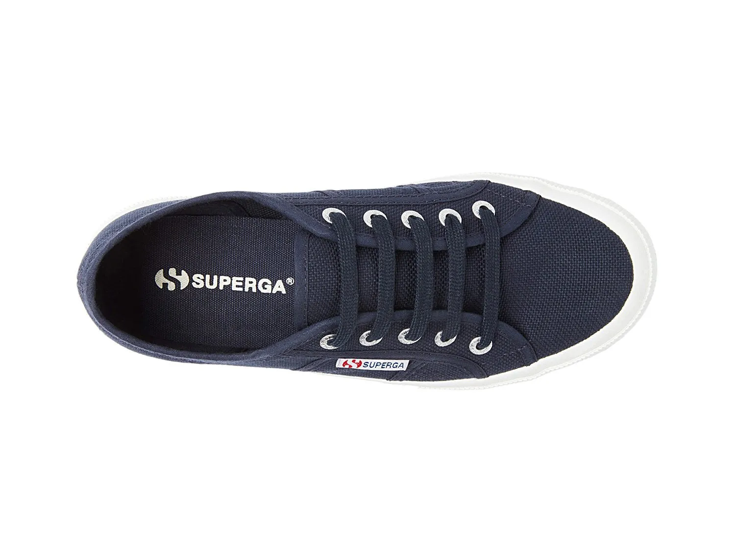 Superga 2750 Cotu Classic Unisex Lace Up Fashion Shoe Sneaker White Navy Canvas (39.5 (US Men's 7, US Women's 8.5) Medium, NAVY)