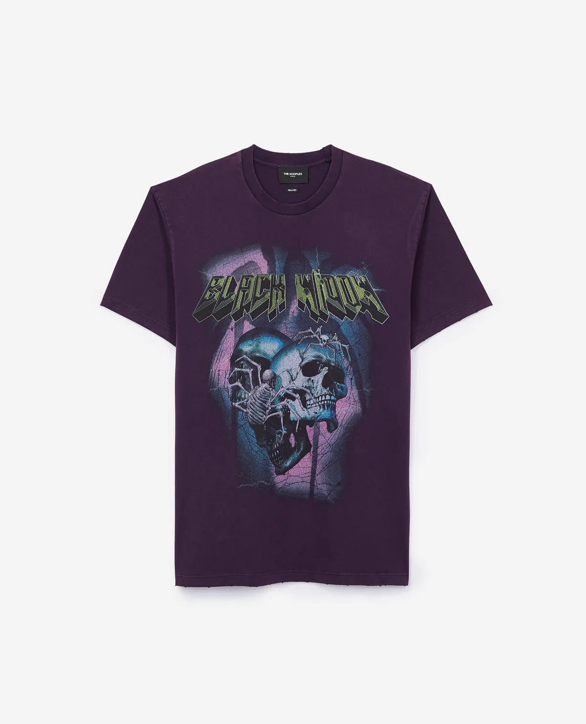 T-shirt coton violet sérigraphie Skulls & Fear