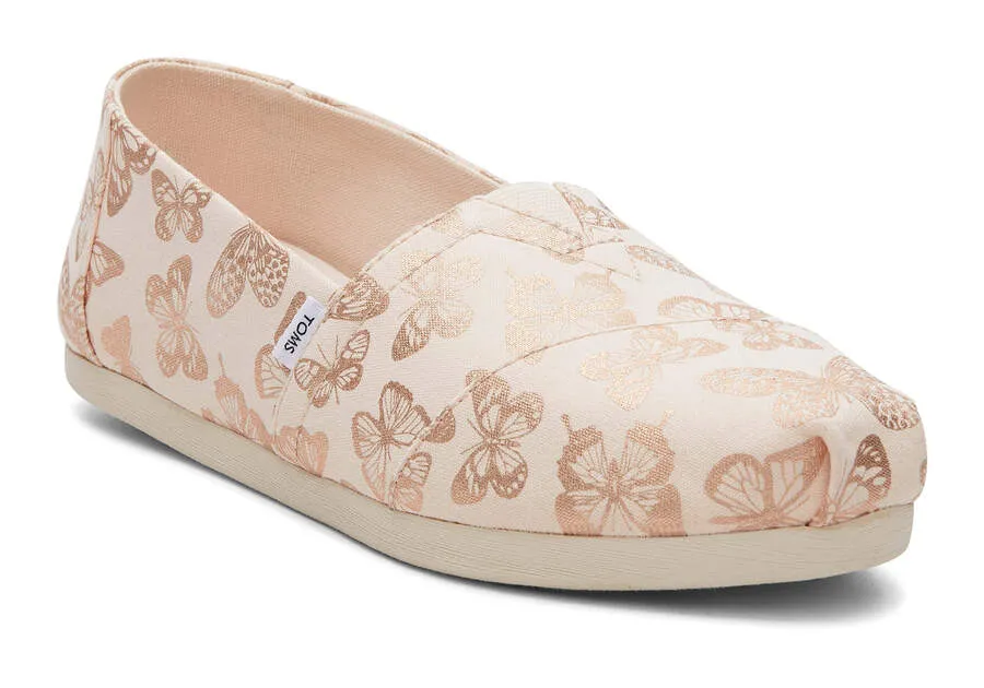 TOMS Womens Alpargata Foil Butterflies Espadrille - Dusty Peach