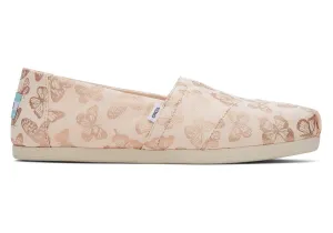 TOMS Womens Alpargata Foil Butterflies Espadrille - Dusty Peach