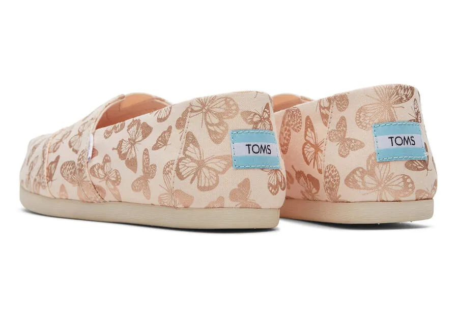 TOMS Womens Alpargata Foil Butterflies Espadrille - Dusty Peach
