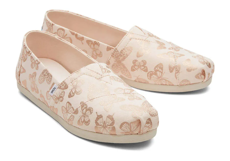 TOMS Womens Alpargata Foil Butterflies Espadrille - Dusty Peach