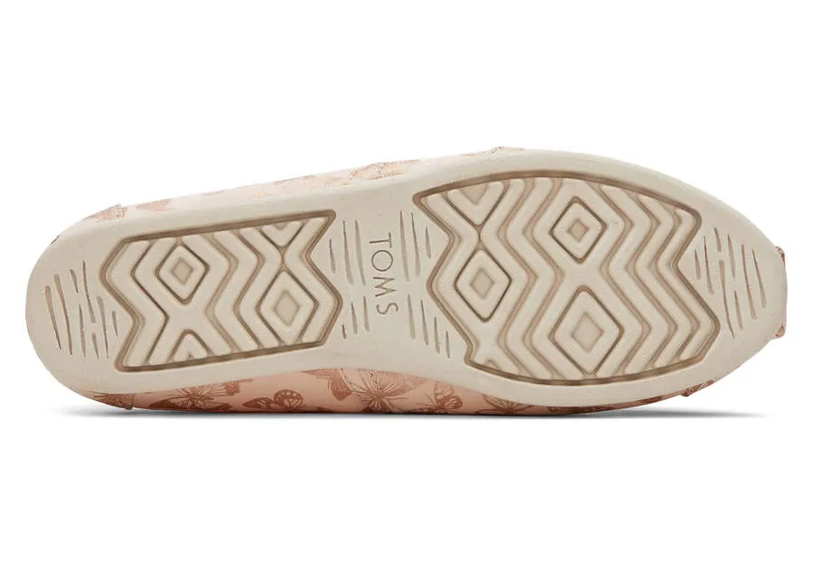 TOMS Womens Alpargata Foil Butterflies Espadrille - Dusty Peach