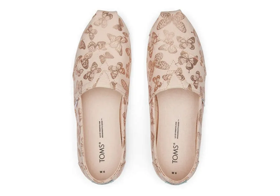 TOMS Womens Alpargata Foil Butterflies Espadrille - Dusty Peach