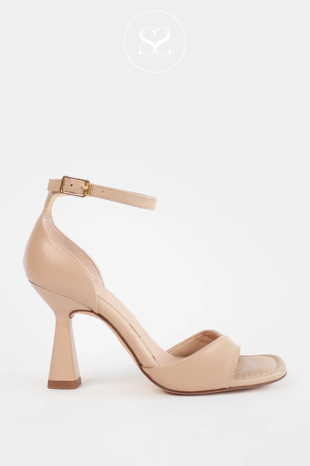 UNISA SAFIRA NUDE LEATHER BLOCK HEEL SANDALS