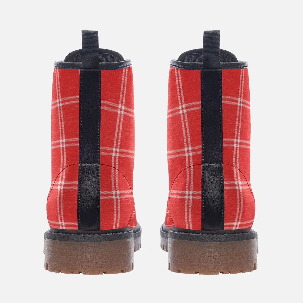 Vampire Art Casual Faux Leather Lightweight Boots - US sizes - Red Windowpane